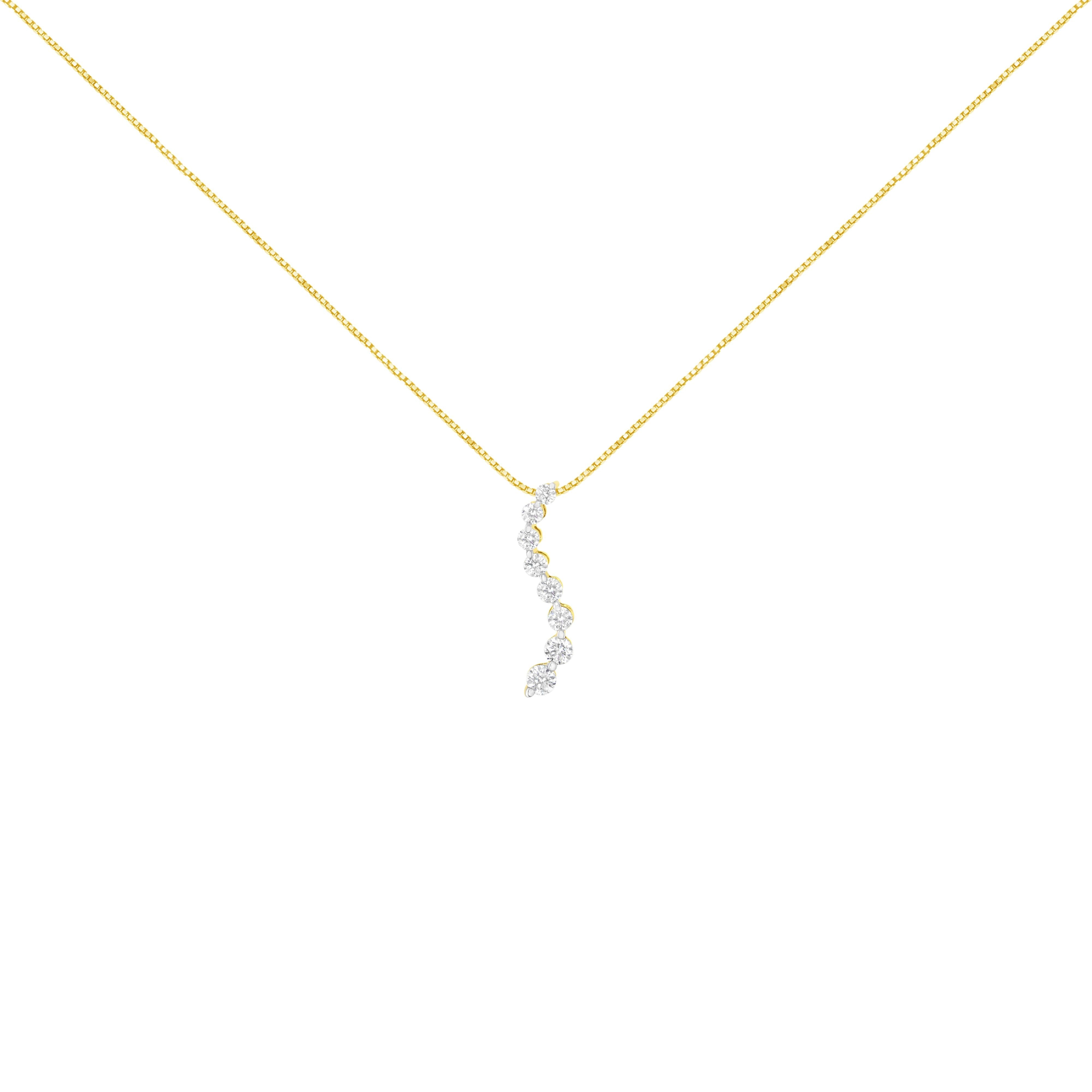 14k Yellow Gold 3.0 cttw Baguette and Brilliant Round-Cut Diamond Journey 18" Pendant Necklace I-J Color, I2-I3 Clarity on sale at MyriadMart