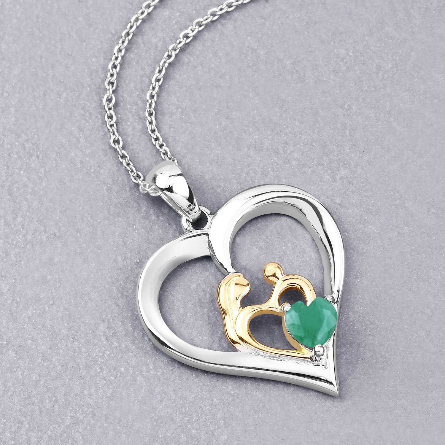 0.45 Carat Genuine Emerald .925 Sterling Silver Pendant on sale at MyriadMart