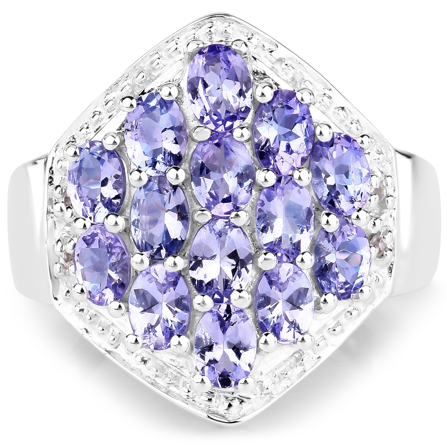 2.41 Carat Genuine Tanzanite and White Topaz .925 Sterling Silver Ring on sale at MyriadMart