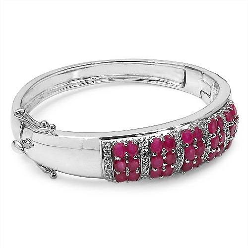 6.65 Carat Genuine Ruby and White Topaz .925 Sterling Silver Bracelet on sale at MyriadMart