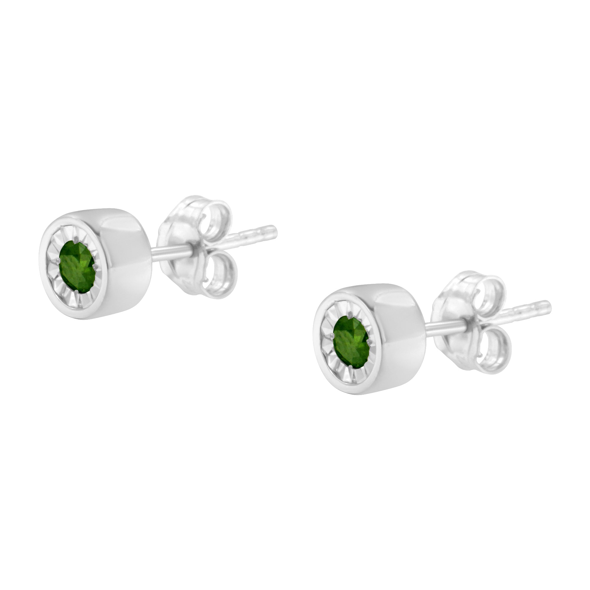 .925 Sterling Silver 1/5 Cttw Round Brilliant-Cut Green Diamond Miracle-Set Stud Earrings Fancy Color-Enhanced, I1-I2 Clarity on sale at MyriadMart