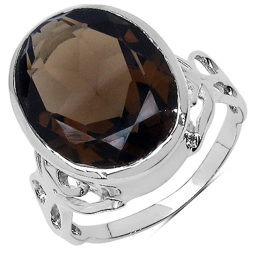 26.52 Carat Genuine Smoky Quartz .925 Sterling Silver Ring, Pendant and Earrings Set on sale at MyriadMart