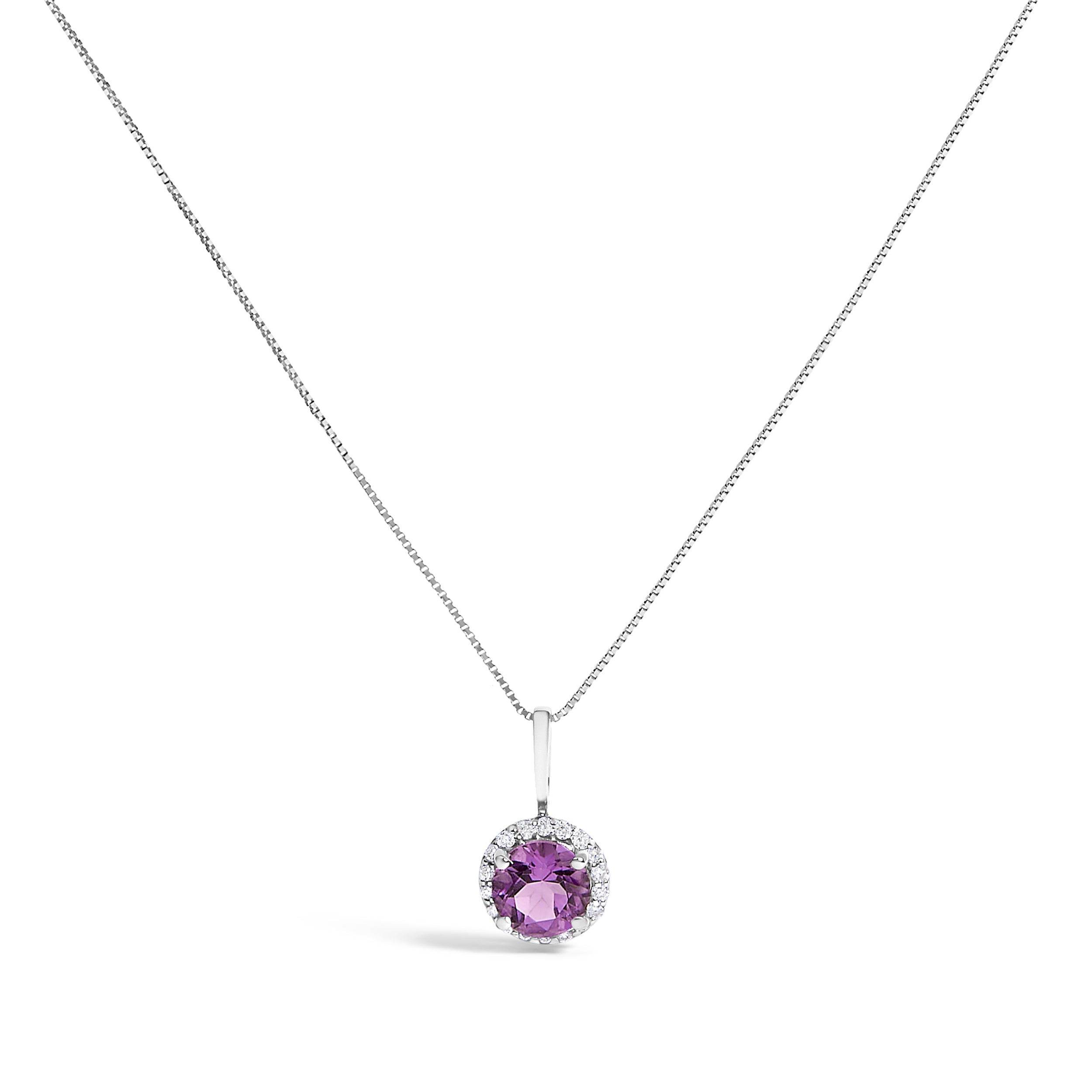 10K White Gold Purple Amethyst and 3/8 Cttw Diamond Halo Jewelry Set Earrings, Pendant & Ring on sale at MyriadMart