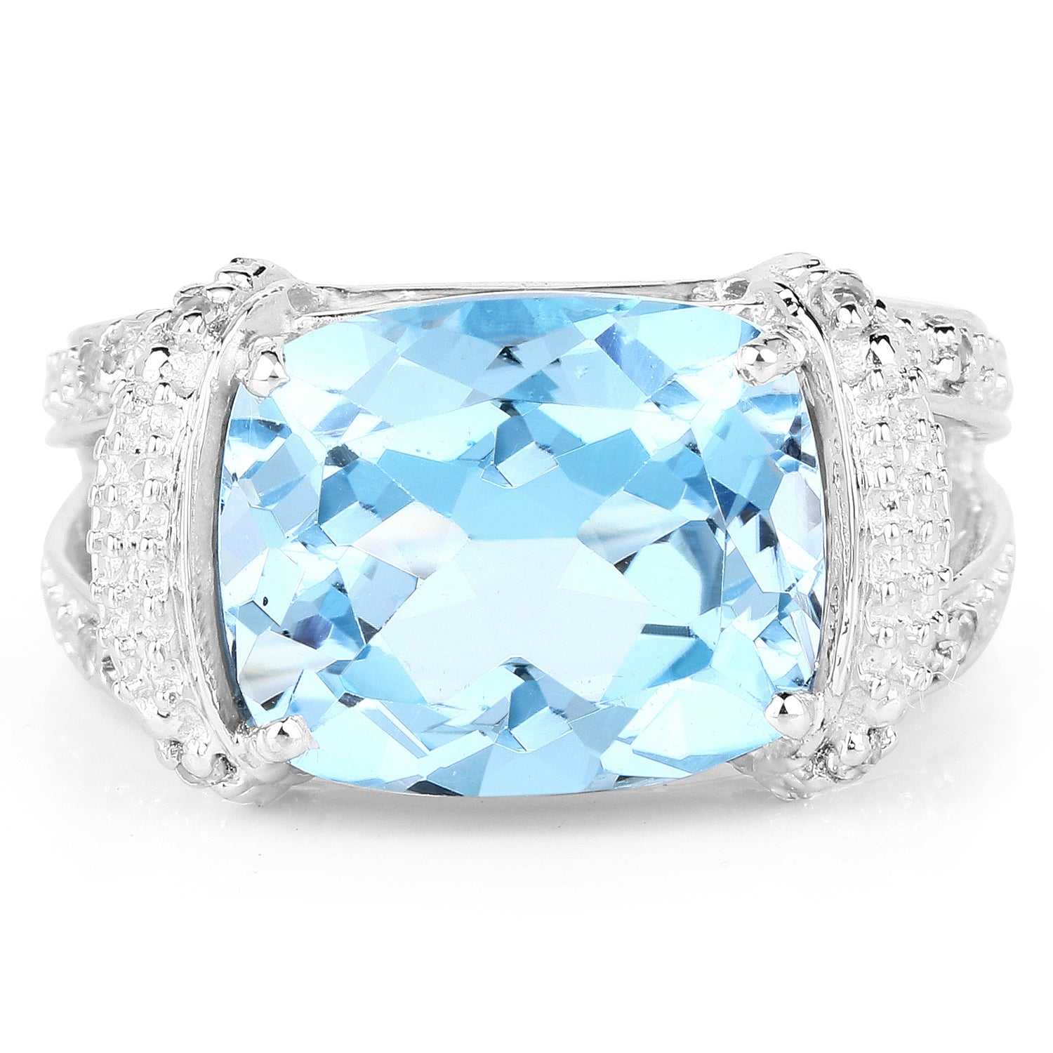 4.78 Carat Genuine Blue Topaz and White Topaz .925 Sterling Silver Ring on sale at MyriadMart