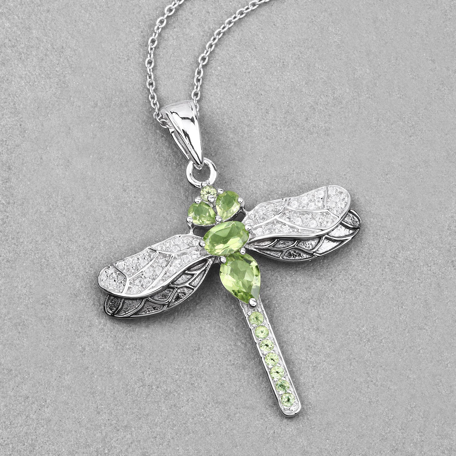 1.98 Carat Genuine Peridot and White Topaz .925 Sterling Silver Pendant on sale at MyriadMart