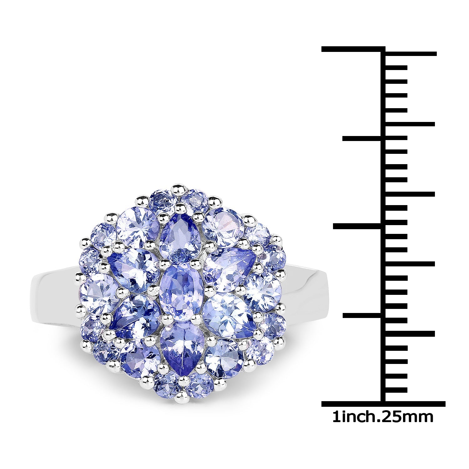 2.03 Carat Genuine Tanzanite .925 Sterling Silver Ring on sale at MyriadMart