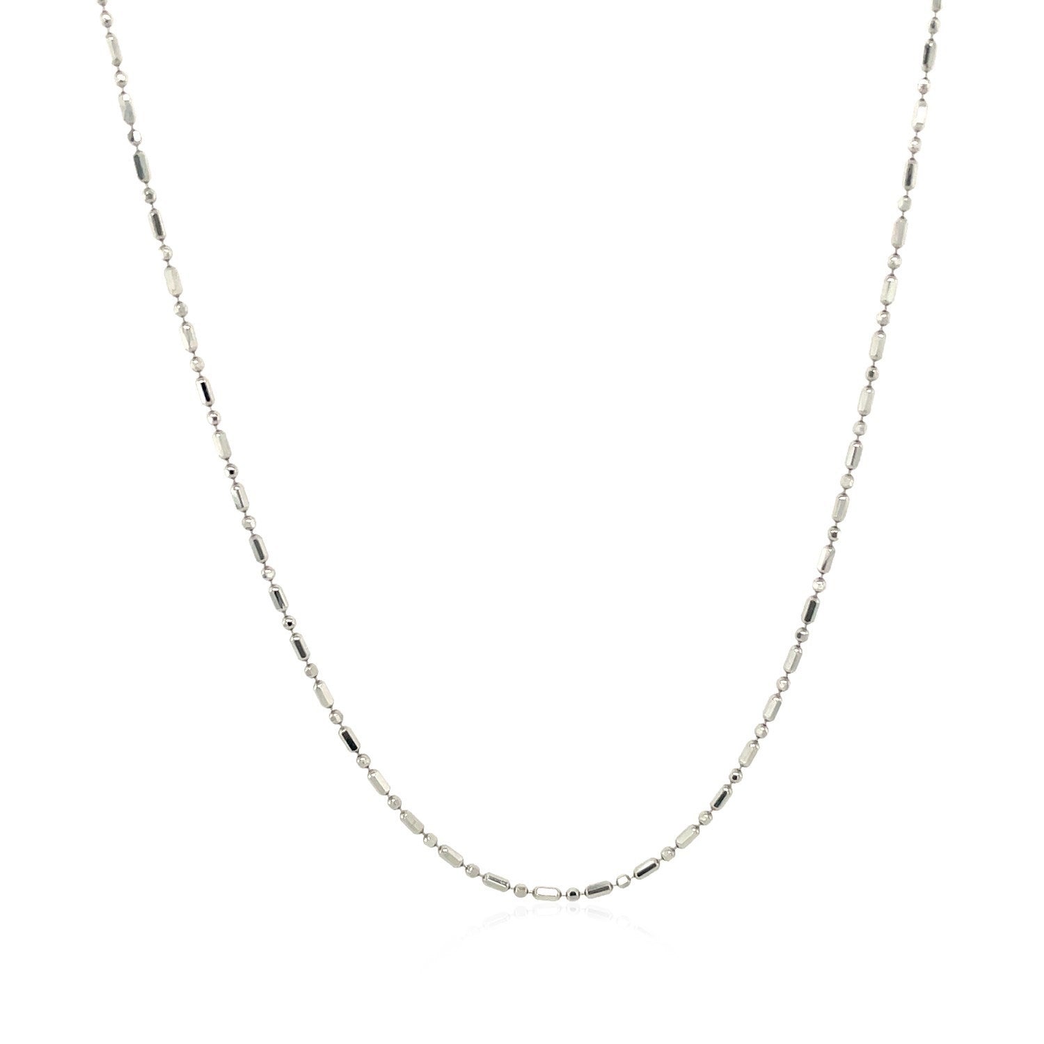 14k White Gold Diamond-Cut Bead Chain 1.0mm on sale at MyriadMart