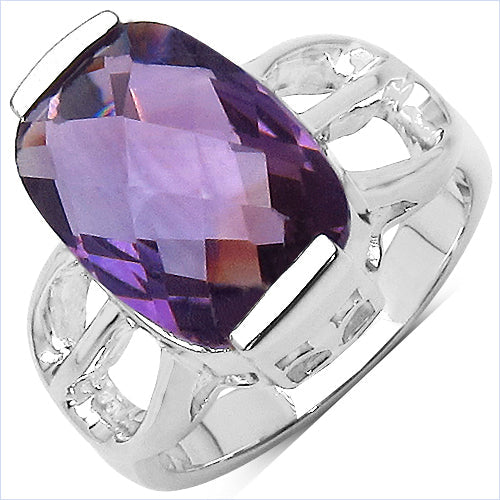 6.50 Carat Genuine Amethyst .925 Sterling Silver Ring on sale at MyriadMart