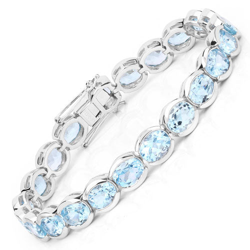 44.00 Carat Genuine Blue Topaz .925 Sterling Silver Bracelet on sale at MyriadMart