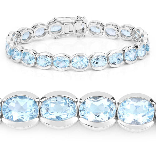 44.00 Carat Genuine Blue Topaz .925 Sterling Silver Bracelet on sale at MyriadMart
