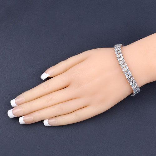 17.22 Carat Genuine Blue Topaz and White Diamond .925 Sterling Silver Bracelet on sale at MyriadMart