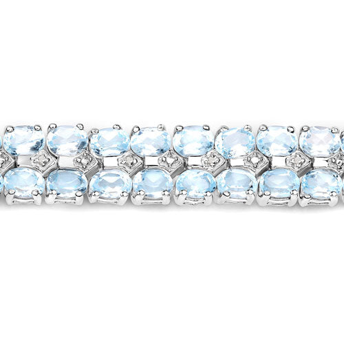 17.22 Carat Genuine Blue Topaz and White Diamond .925 Sterling Silver Bracelet on sale at MyriadMart