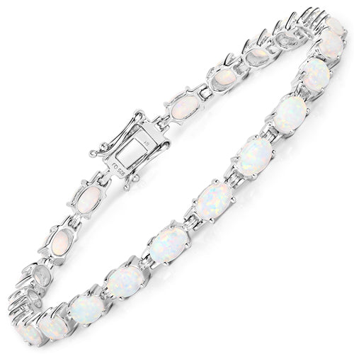 3.50 Carat Genuine Created Opal .925 Sterling Silver Bracelet on sale at MyriadMart