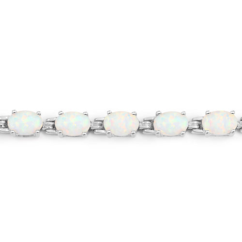 3.50 Carat Genuine Created Opal .925 Sterling Silver Bracelet on sale at MyriadMart