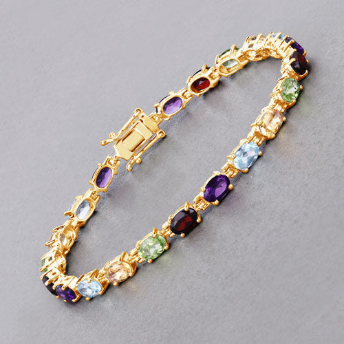 8.96 Carat Genuine Multi Stones .925 Sterling Silver Bracelet on sale at MyriadMart