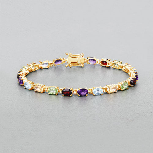 8.96 Carat Genuine Multi Stones .925 Sterling Silver Bracelet on sale at MyriadMart