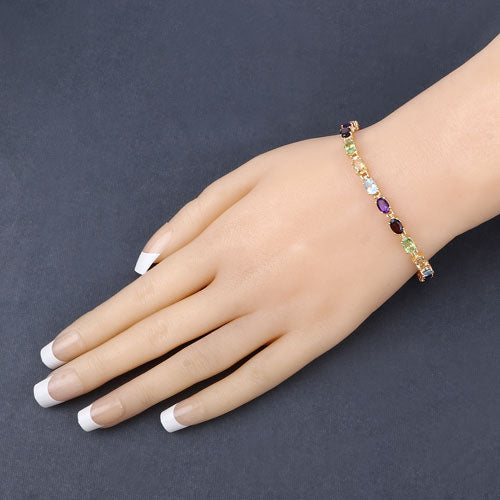 8.96 Carat Genuine Multi Stones .925 Sterling Silver Bracelet on sale at MyriadMart
