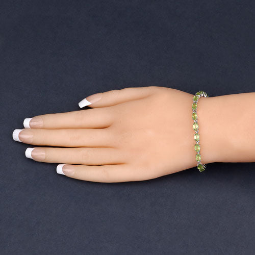 8.61 Carat Genuine Peridot .925 Sterling Silver Bracelet on sale at MyriadMart