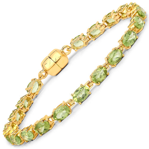 18K Yellow Gold Plated 9.03 Carat Genuine Peridot .925 Sterling Silver Bracelet on sale at MyriadMart