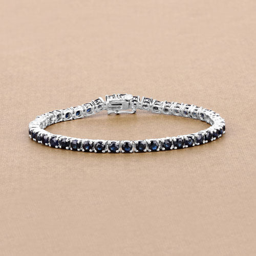 8.36 Carat Genuine Blue Sapphire .925 Sterling Silver Bracelet on sale at MyriadMart