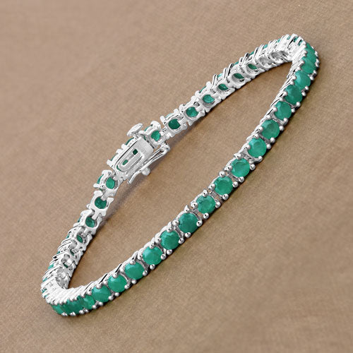 7.48 Carat Genuine Emerald .925 Sterling Silver Bracelet on sale at MyriadMart