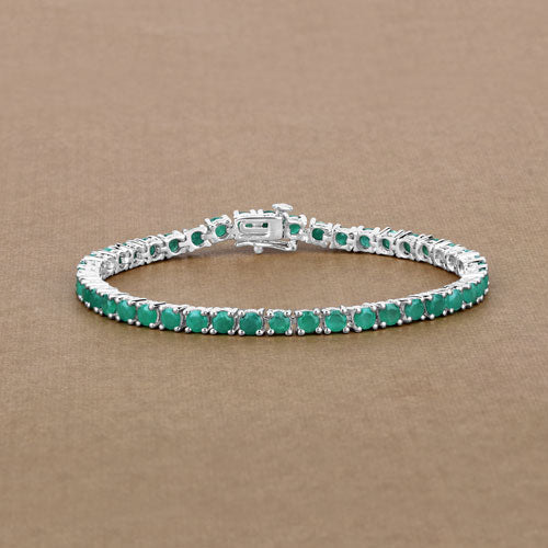 7.48 Carat Genuine Emerald .925 Sterling Silver Bracelet on sale at MyriadMart