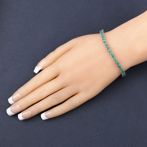 7.48 Carat Genuine Emerald .925 Sterling Silver Bracelet on sale at MyriadMart