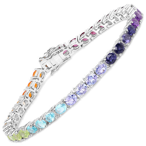 12.04 Carat Genuine Multi Stone .925 Sterling Silver Bracelet on sale at MyriadMart