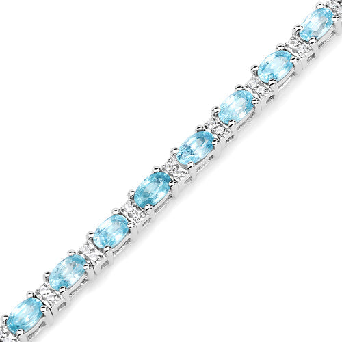 8.84 Carat Genuine Blue Zircon and Topaz White .925 Sterling Silver Bracelet on sale at MyriadMart