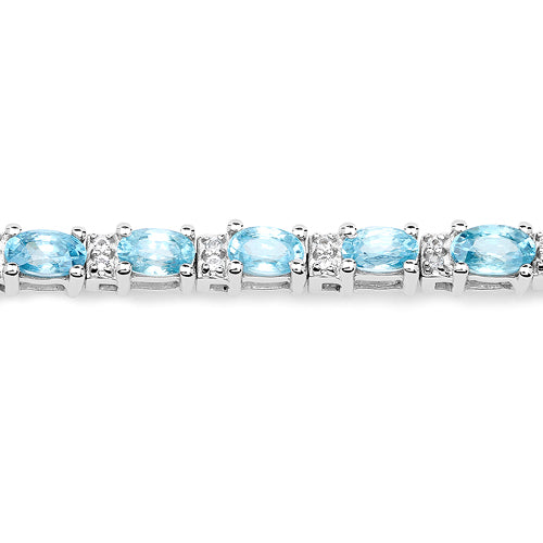 8.84 Carat Genuine Blue Zircon and Topaz White .925 Sterling Silver Bracelet on sale at MyriadMart