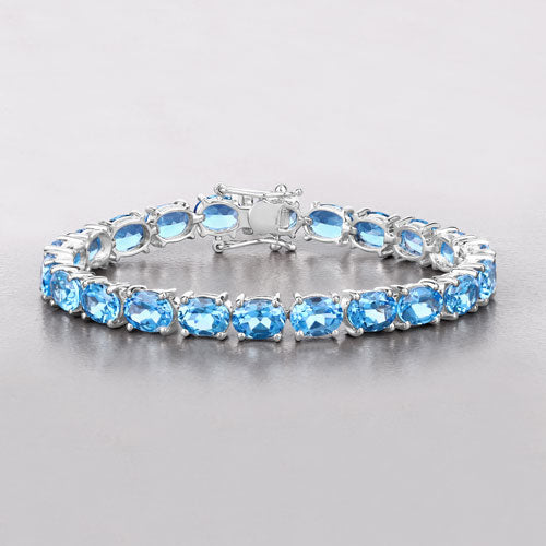 35.20 Carat Genuine Swiss Blue Topaz .925 Sterling Silver Bracelet on sale at MyriadMart