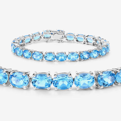 35.20 Carat Genuine Swiss Blue Topaz .925 Sterling Silver Bracelet on sale at MyriadMart
