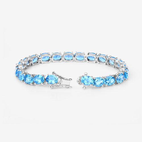 35.20 Carat Genuine Swiss Blue Topaz .925 Sterling Silver Bracelet on sale at MyriadMart
