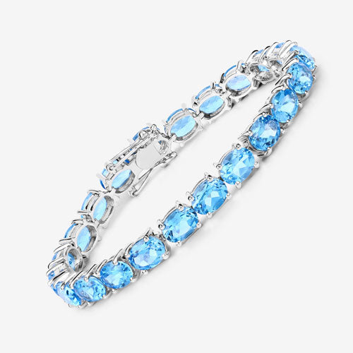 35.20 Carat Genuine Swiss Blue Topaz .925 Sterling Silver Bracelet on sale at MyriadMart