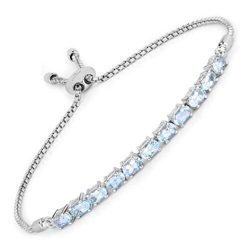 2.20 Carat Genuine Aquamarine .925 Sterling Silver Bracelet on sale at MyriadMart