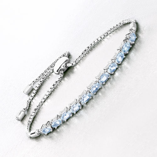 2.20 Carat Genuine Aquamarine .925 Sterling Silver Bracelet on sale at MyriadMart