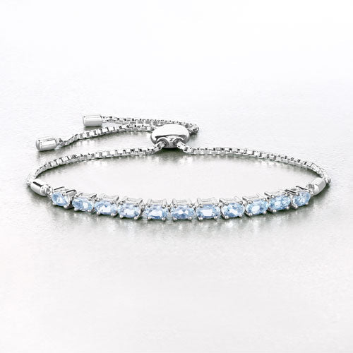 2.20 Carat Genuine Aquamarine .925 Sterling Silver Bracelet on sale at MyriadMart