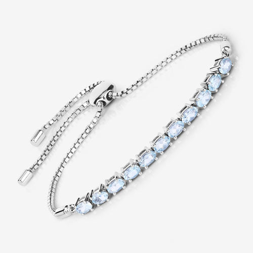 2.20 Carat Genuine Aquamarine .925 Sterling Silver Bracelet on sale at MyriadMart