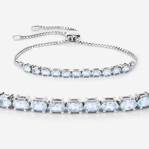 2.20 Carat Genuine Aquamarine .925 Sterling Silver Bracelet on sale at MyriadMart