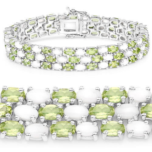 19.73 Carat Genuine Opal and Peridot .925 Sterling Silver Bracelet on sale at MyriadMart