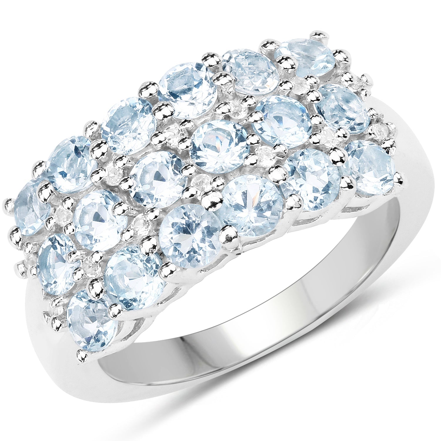 2.29 Carat Genuine Blue Topaz & White Topaz .925 Sterling Silver Ring on sale at MyriadMart