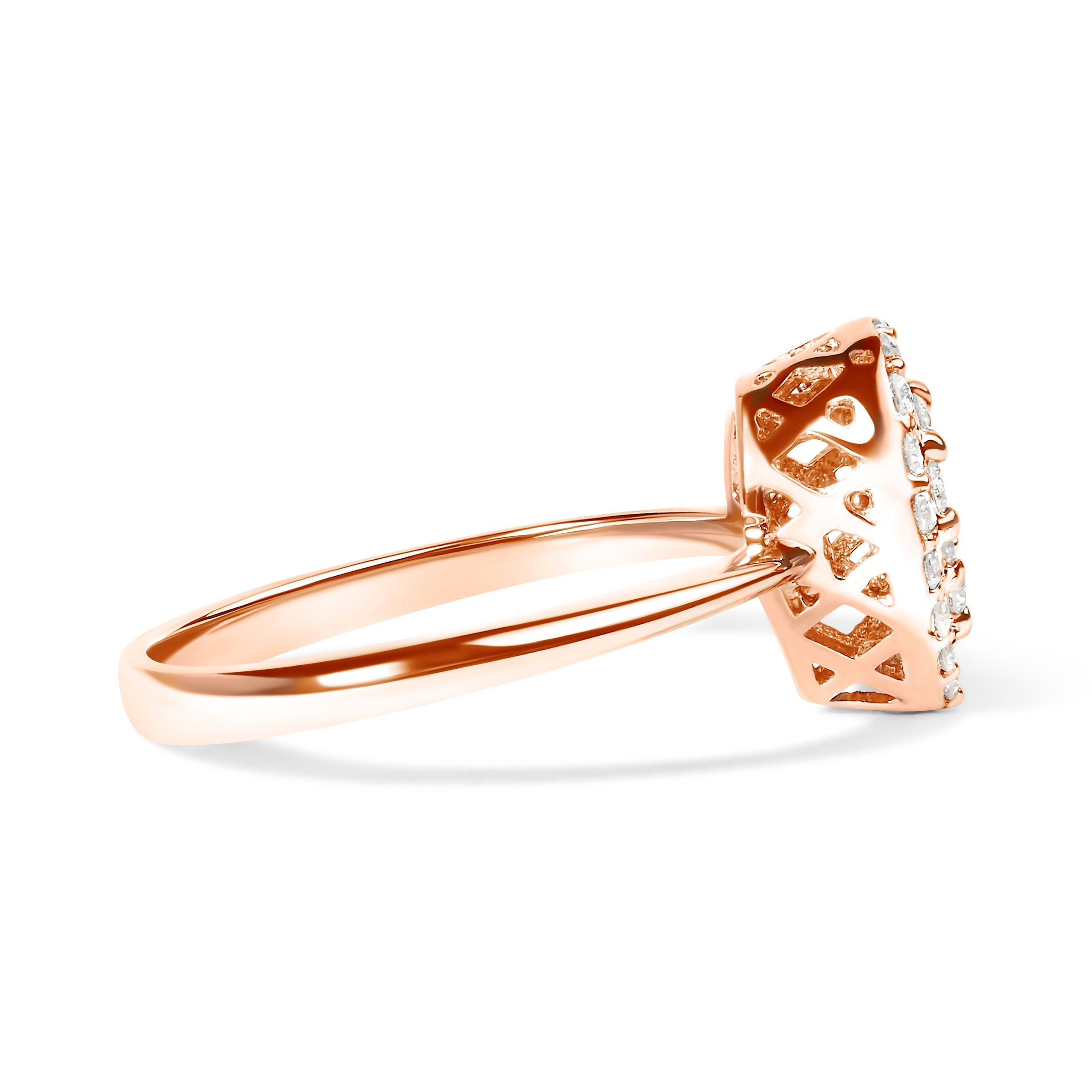 10K Rose Gold 3/8 Cttw Round-Cut Diamond Pear Promise Ring I-J Color, I2-I3 Clarity - Size 7 on sale at MyriadMart