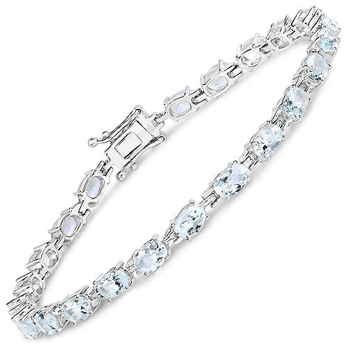 8.80 Carat Genuine Aquamarine .925 Sterling Silver Bracelet on sale at MyriadMart