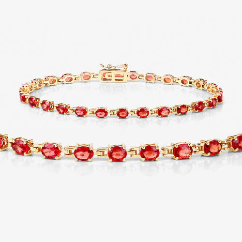 7.00 Carat Genuine Orange Sapphire 14K Yellow Gold Bracelet on sale at MyriadMart