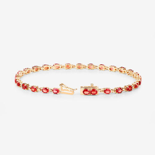 7.00 Carat Genuine Orange Sapphire 14K Yellow Gold Bracelet on sale at MyriadMart