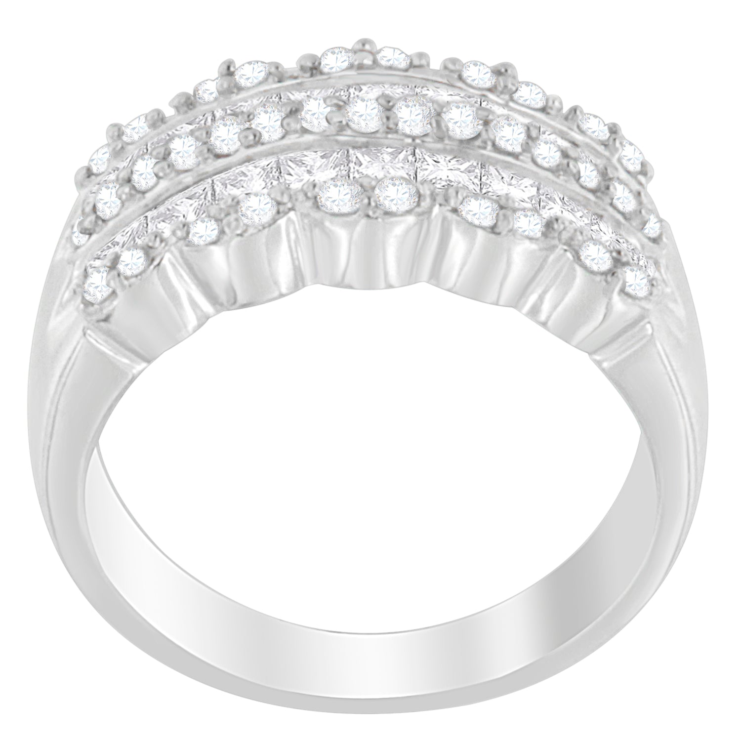 14K White Gold 1 1/7ct. TDW Round and Princess-Cut Diamond Ring H-I, SI2-I1 on sale at MyriadMart