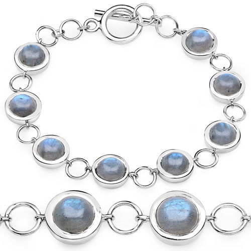 15.48 Carat Genuine Labradorite .925 Sterling Silver Bracelet on sale at MyriadMart