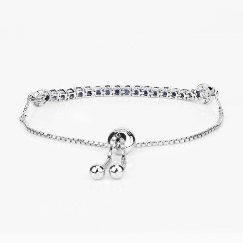 2.41 Carat Genuine Blue Sapphire and White Zircon .925 Sterling Silver Bracelet on sale at MyriadMart
