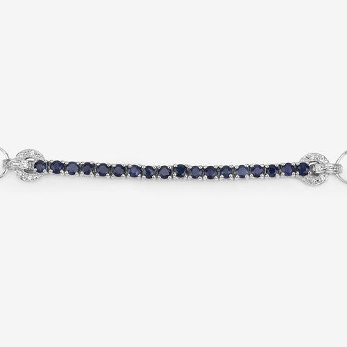 2.41 Carat Genuine Blue Sapphire and White Zircon .925 Sterling Silver Bracelet on sale at MyriadMart
