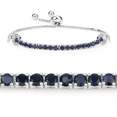 2.41 Carat Genuine Blue Sapphire and White Zircon .925 Sterling Silver Bracelet on sale at MyriadMart